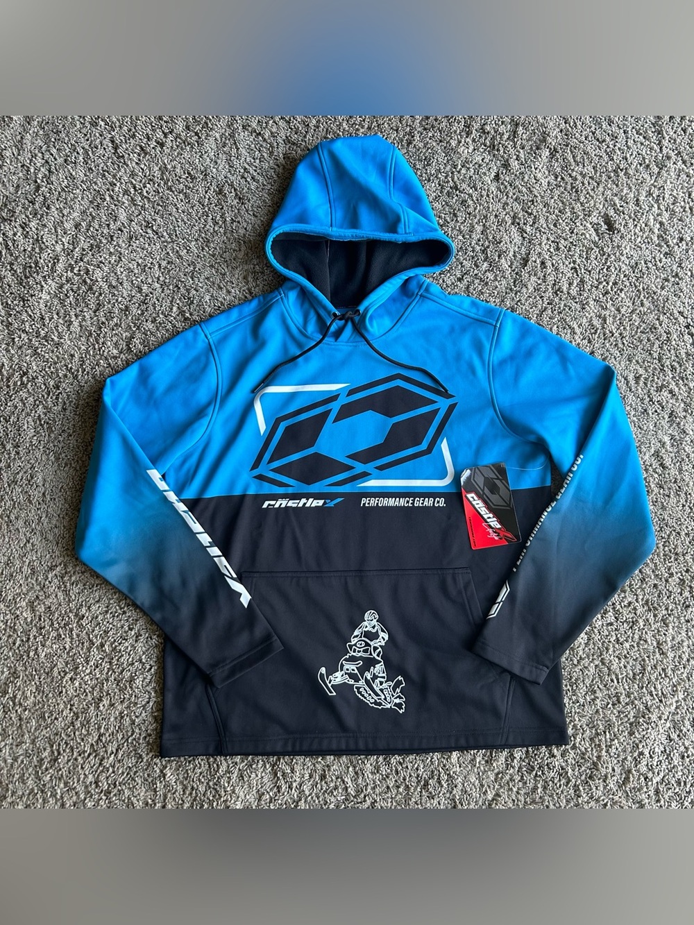 Castle Sales Mens CX Tracker Hoodie Mens Large Blue Snow Mobile Performance Gear